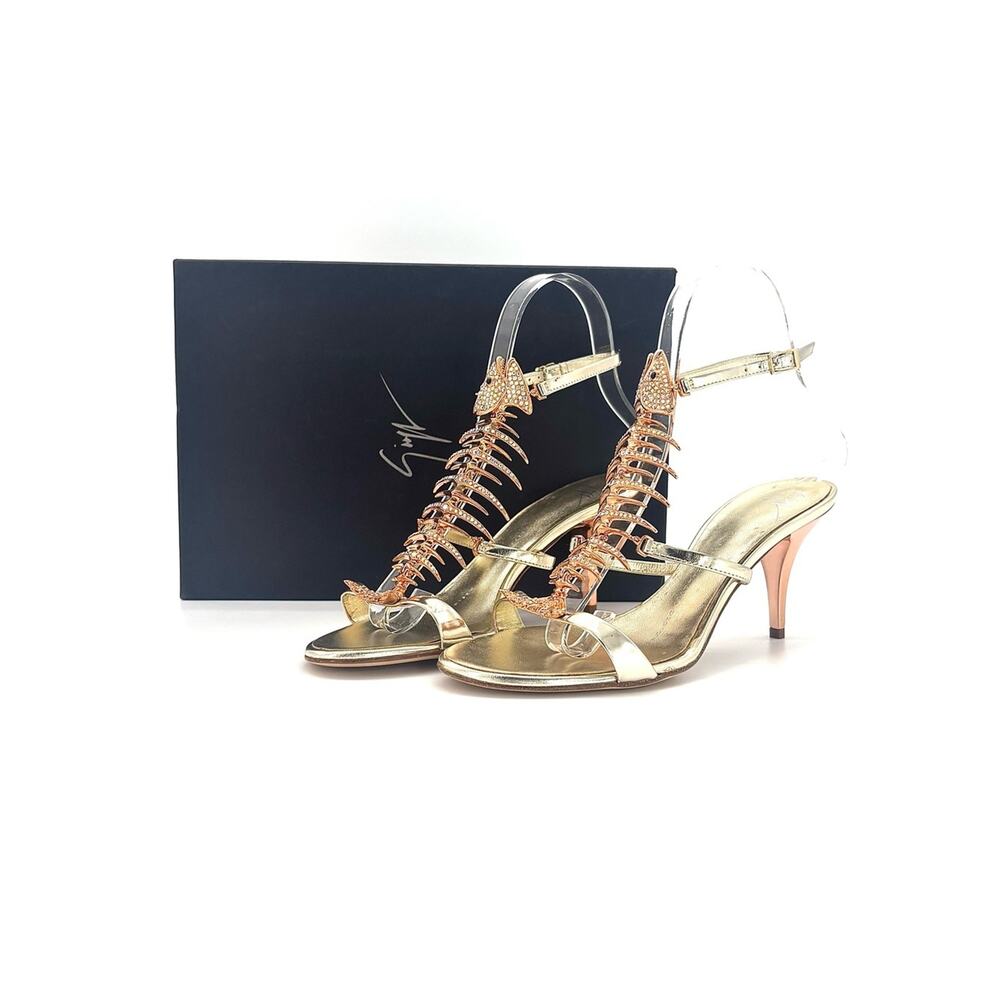 Giuseppe Zanotti Fishbone Crystals Pirana Samantha Jones Heeled Sandals 36.5 - Picture 2 of 9